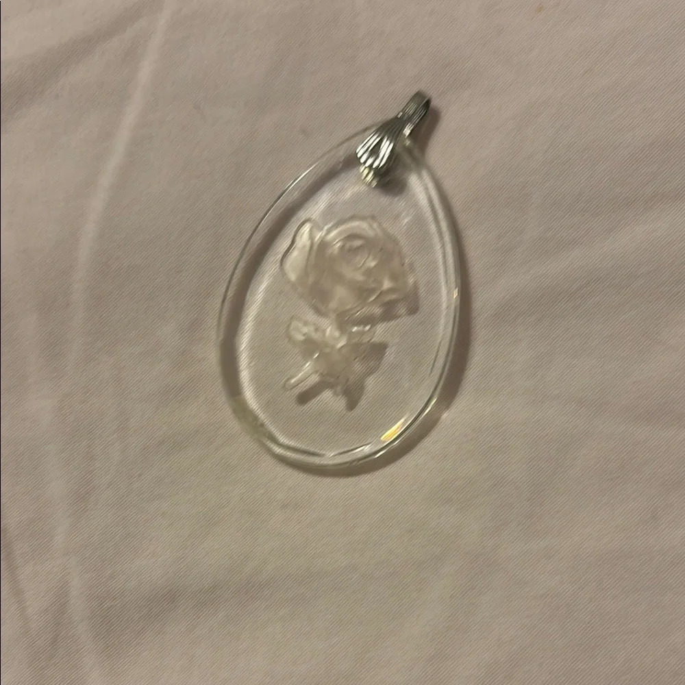 Clear glass Teardrop Rose Pendant